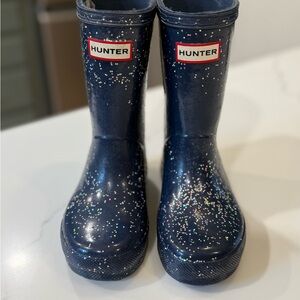 Hunter Blue Glitter Rain Boots